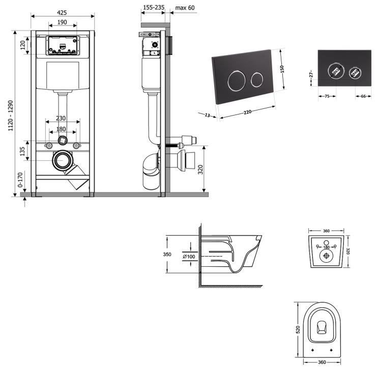 Q-tap Nest QT07335175W48192 Габаритні розміри