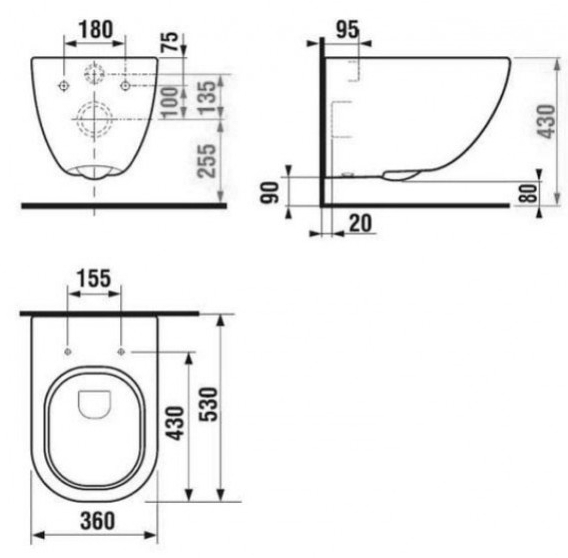 Grohe Rapid SL 8722001 + Skate Air 38505SH0 + Jika Mio Rimless H820714H891711 (38722H820714) Габаритні розміри
