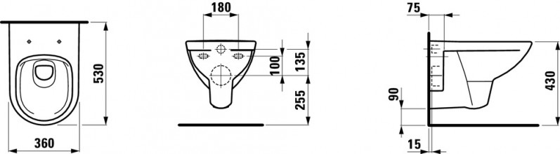 Grohe Rapid SL 388400WG1 + Skate Cosmopolitan 38732000 + Laufen Pro Rimless 8669510000001 (388400H866951) Габаритні розміри
