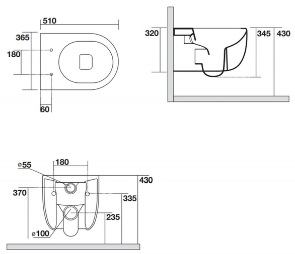 Grohe Rapid SL 38722001 + Skate Air 38505SH0 + AXA Glomp Rimless 0201001/319101 (387220201001) Габаритні розміри