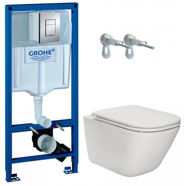 Інсталяція з пневматичною кнопкою змиву Grohe Rapid SL 38772001 + Roca Gap Clean Rim A34H470000