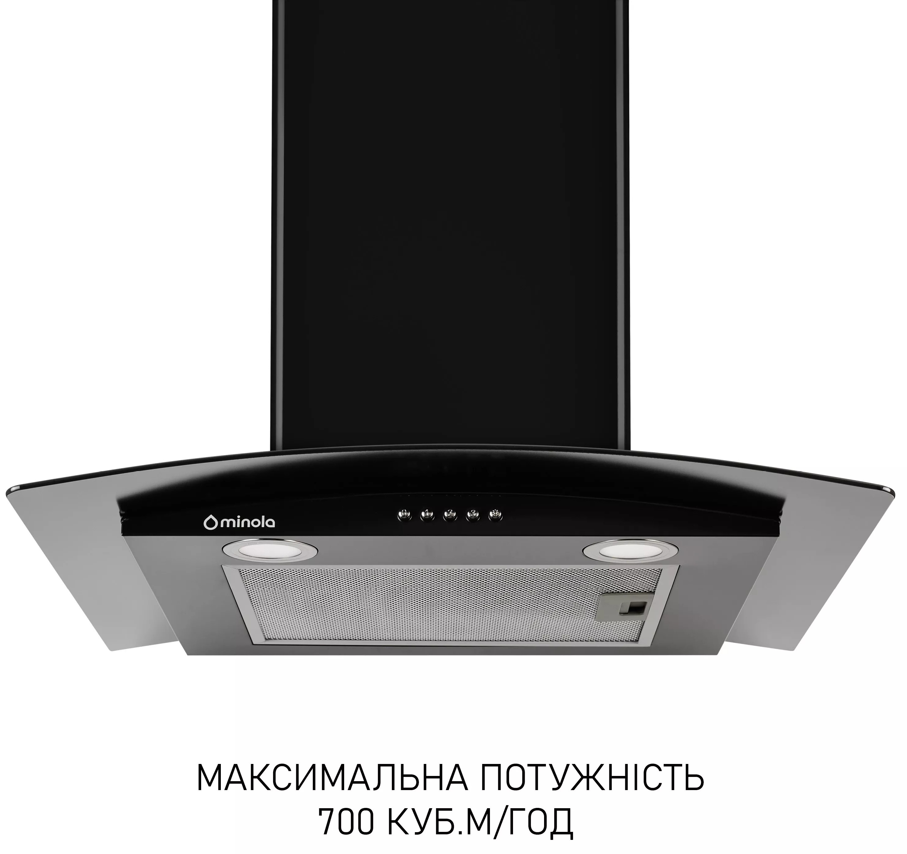 Кухонная вытяжка Minola MTG 6642 BL LED цена 5099 грн - фотография 2
