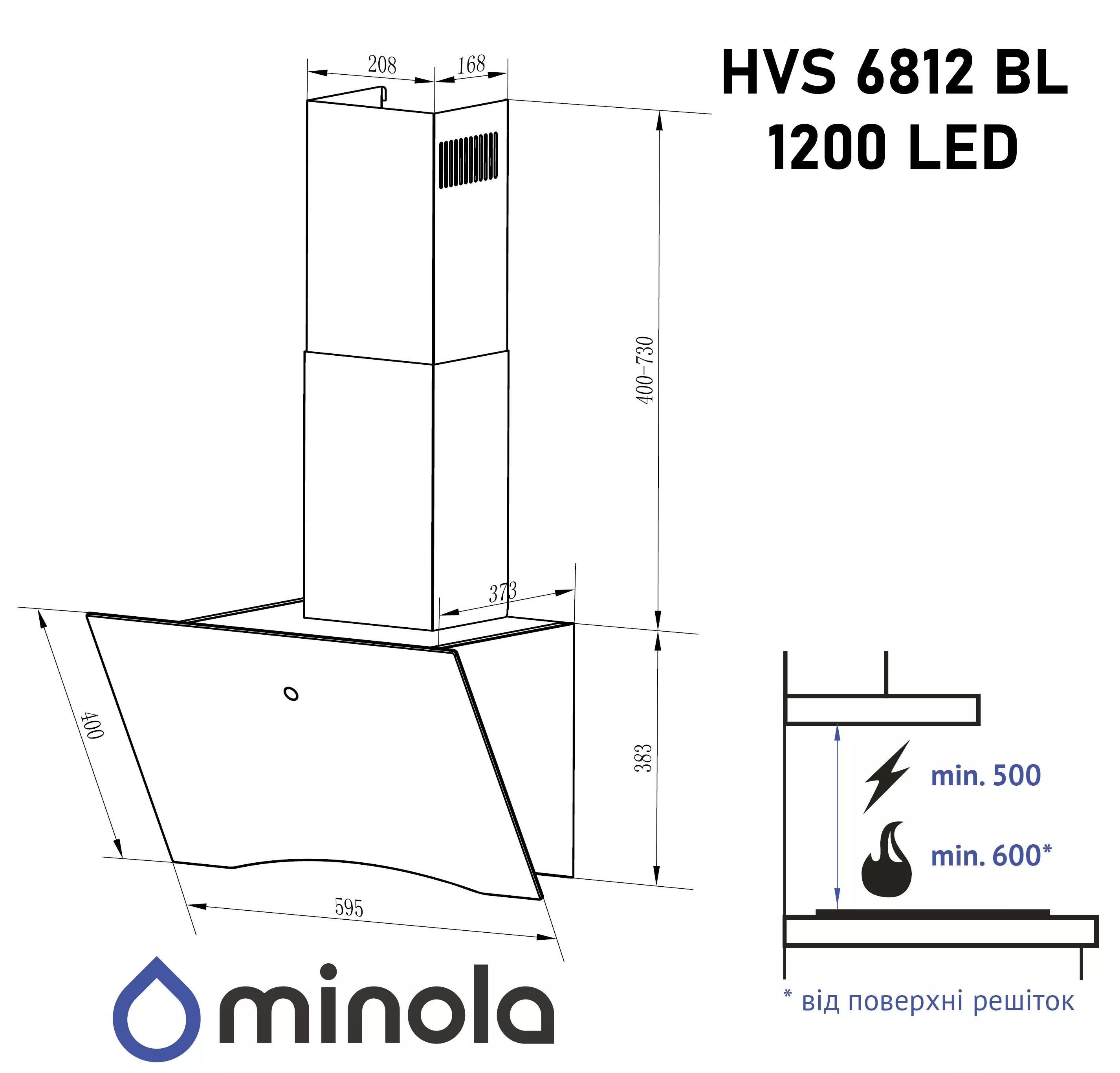 Minola HVS 6812 BL 1200 LED Габаритні розміри