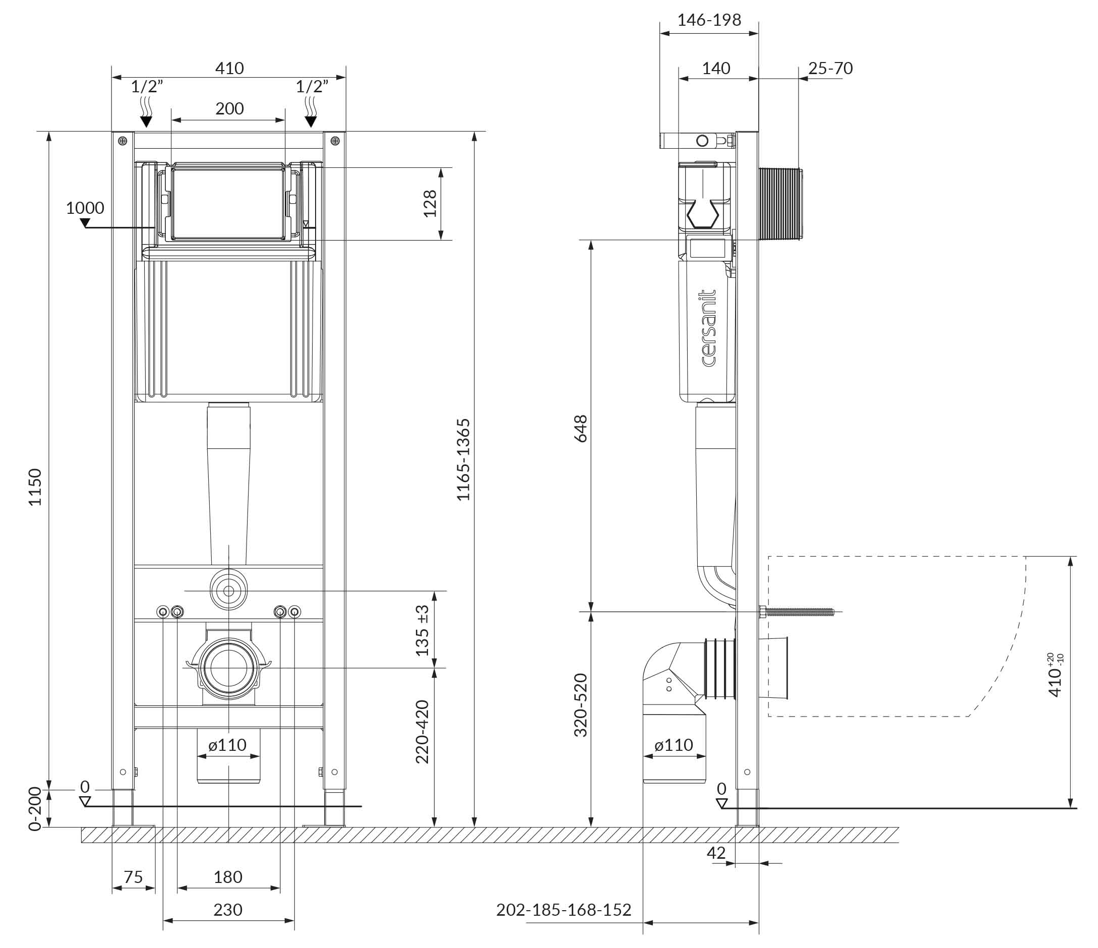 Cersanit C04: System 40 + Mito Red 411 (S701-788) Габаритні розміри
