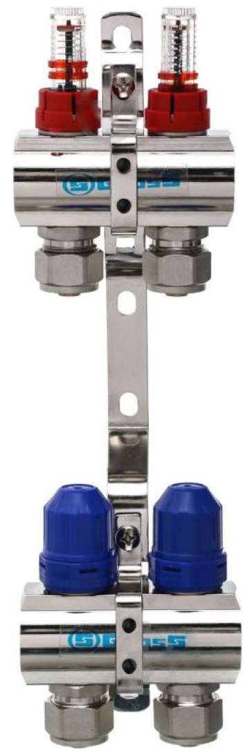 Распределительный коллектор Gross 8504 1"-3/4" - 2 выхода (никель) цена 1514 грн - фотография 2