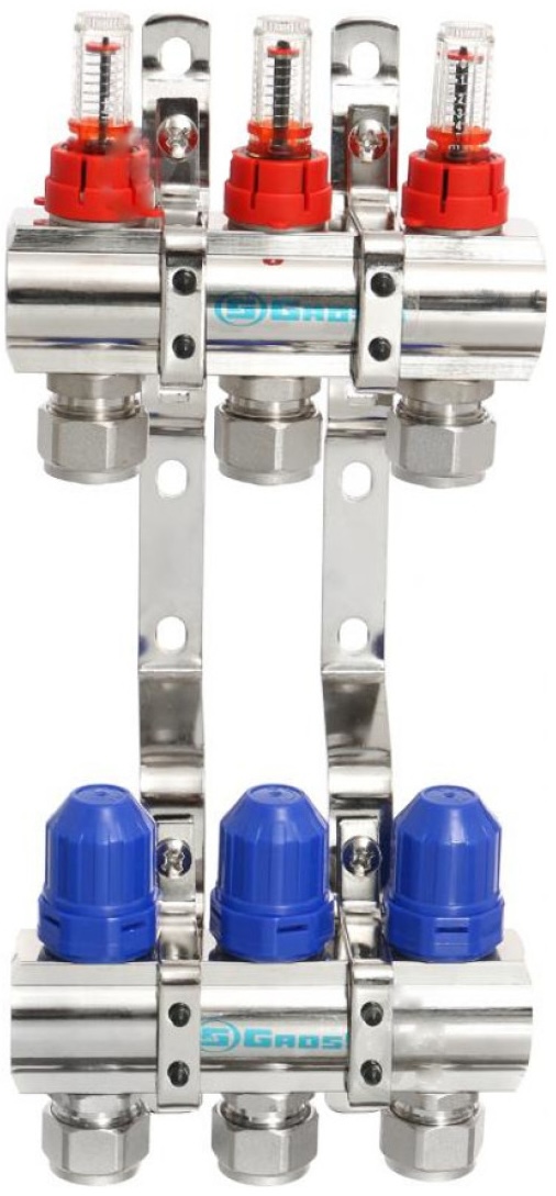 Распределительный коллектор Gross 8504 1"-3/4" - 3 выхода (никель) цена 2238 грн - фотография 2
