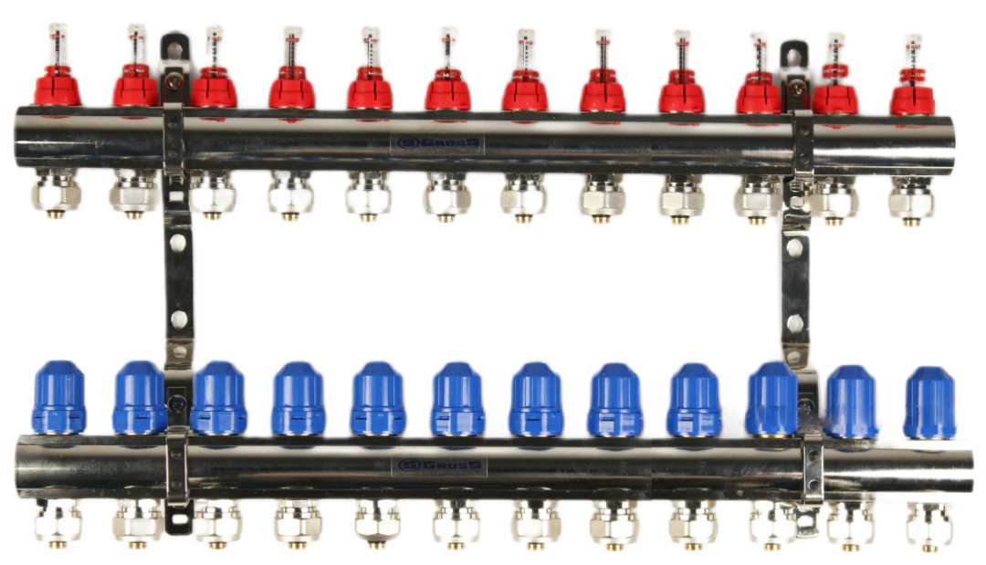 Gross 8504 1"-3/4" - 12 выходов (никель)