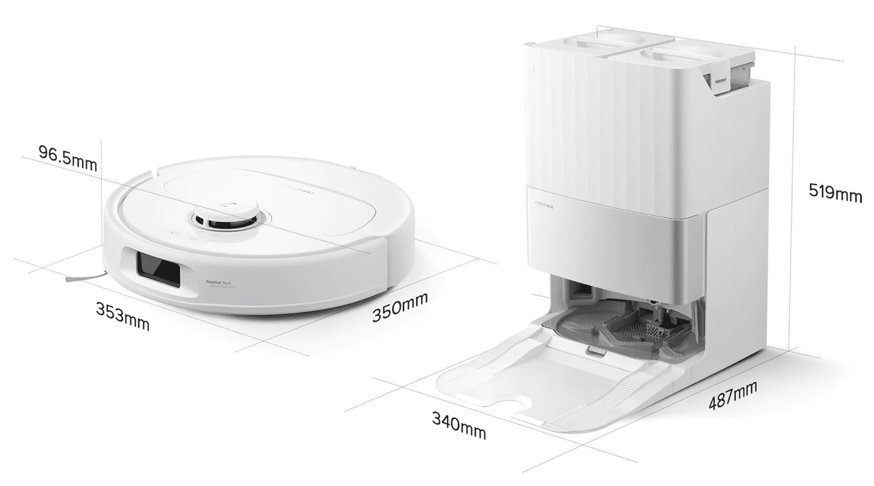 Roborock Qrevo 5AE Black Габаритные размеры