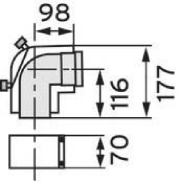 Vaillant 87° з ревізійним отвором 80/125 РР (303217) Габаритні розміри