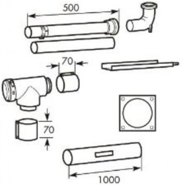 Vaillant 80/125 РР для підключення до димоходу Ду80 в шахті (303250) Габаритні розміри