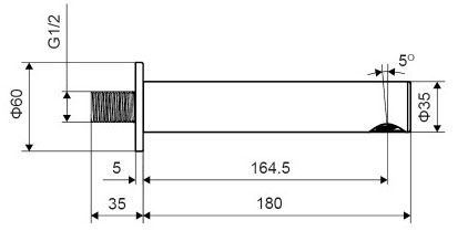 Excellent PI матовая медь (AREX.1225CB) Габаритные размеры