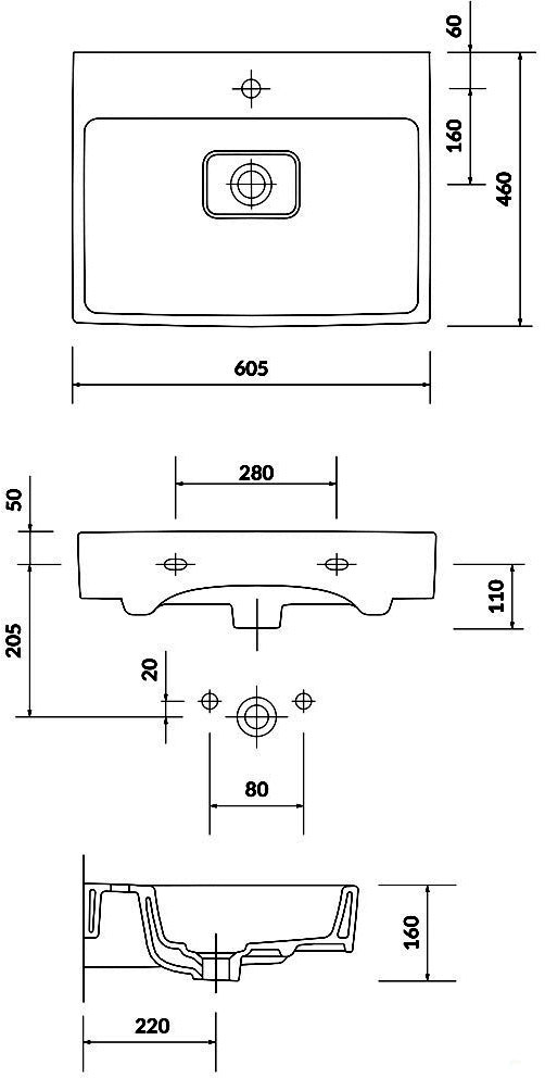 Cersanit Virgo 60 (K118-006/CCWF1006351603) уценка Габаритные размеры