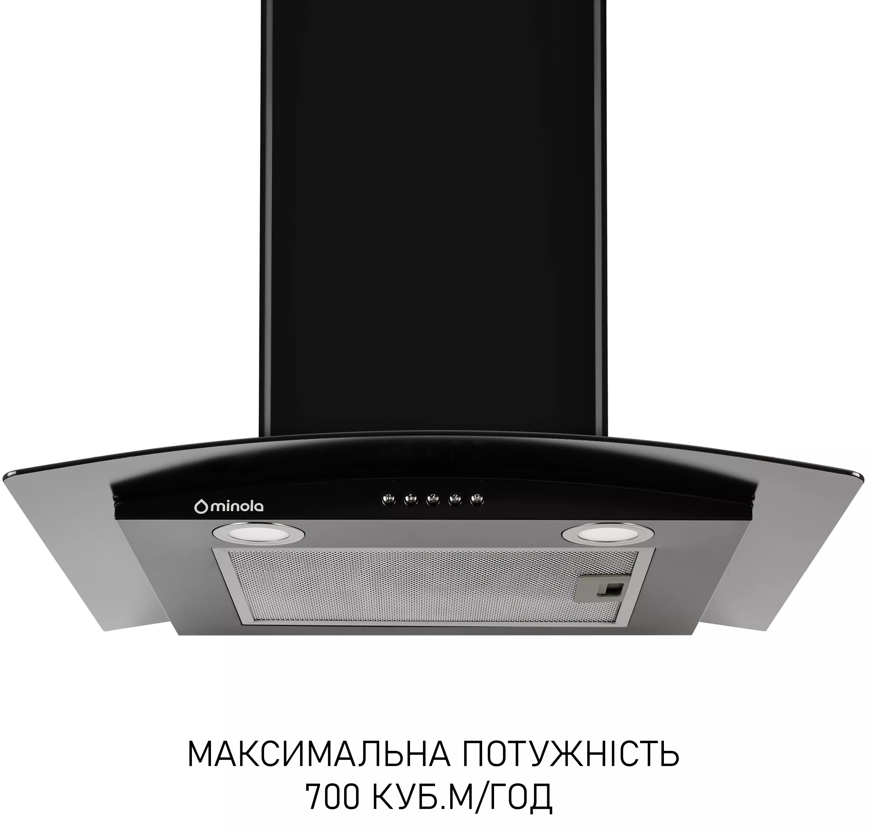 Кухонна витяжка Minola MTG 6242 BL LED ціна 4679 грн - фотографія 2