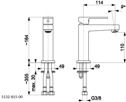 KFA Armatura Logon Black 5132-815-81 Габаритні розміри