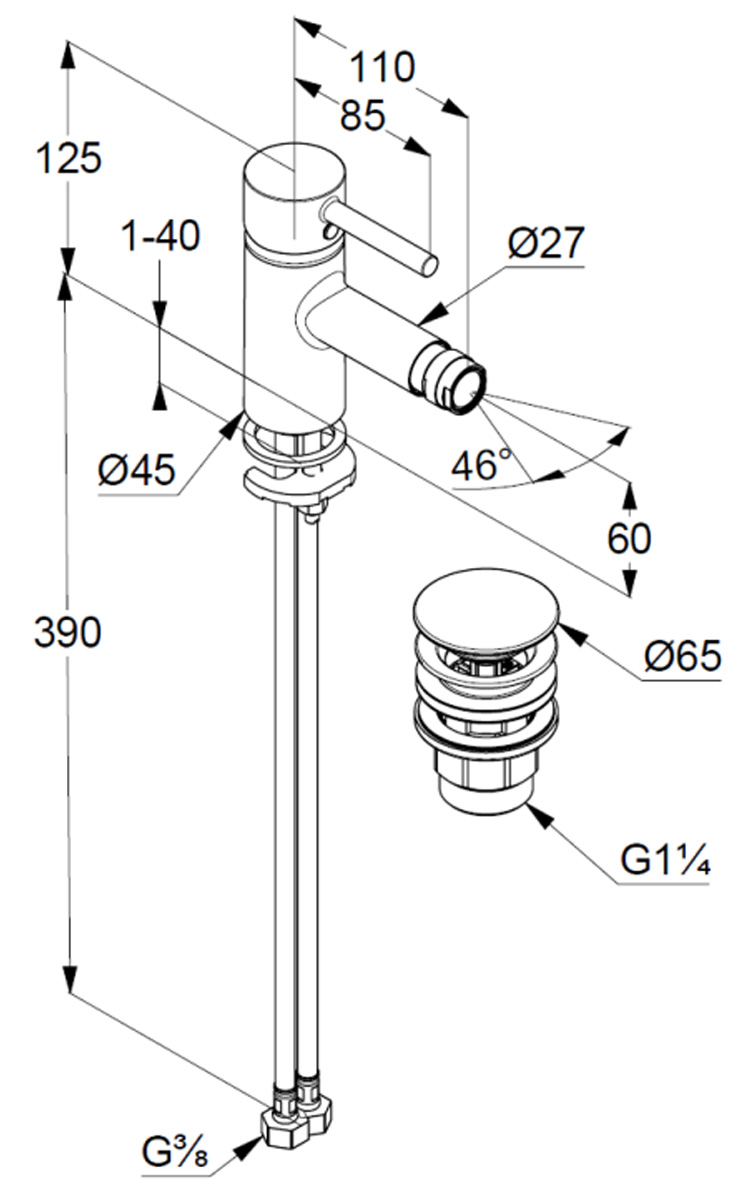 Kludi Bozz 385333976 Габаритные размеры