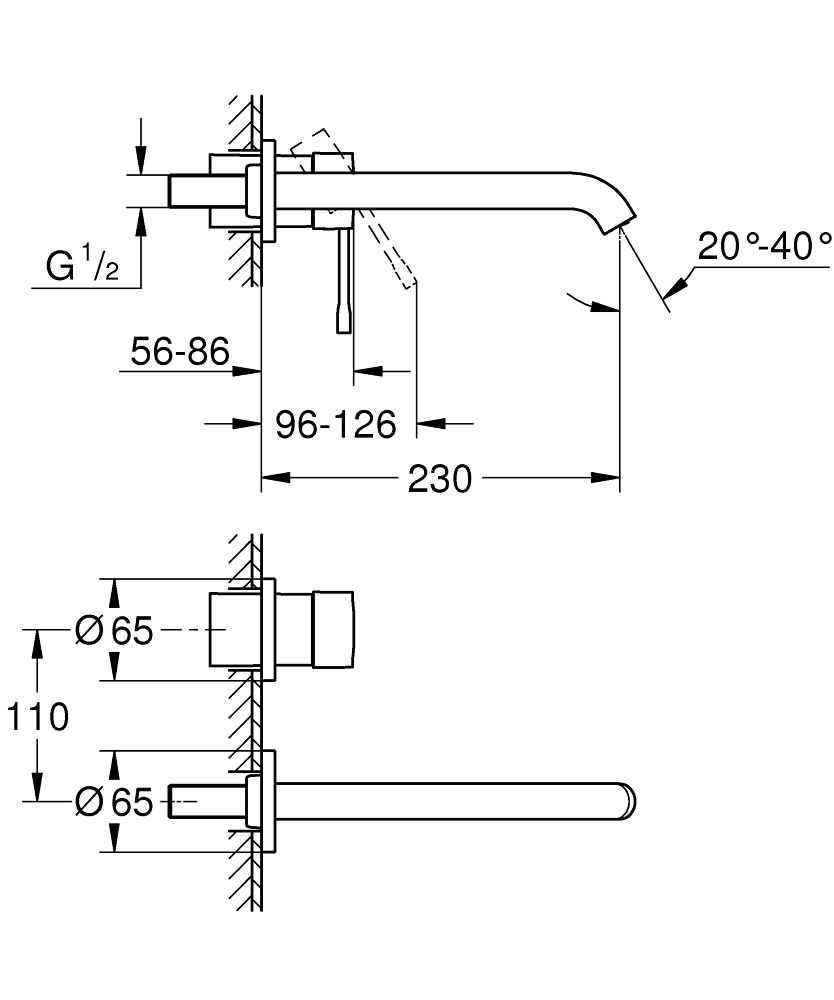 Grohe Essence L-Size 19967001 Габаритные размеры