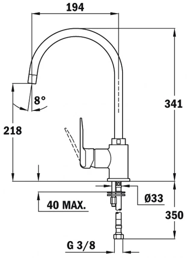 Teka SP 995 I хром (55995020I) Габаритные размеры