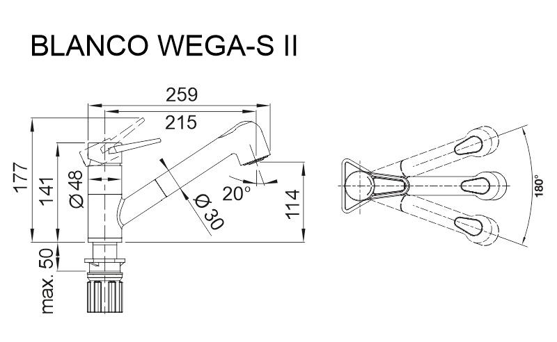 Blanco Wega-S II (526983) Габаритные размеры