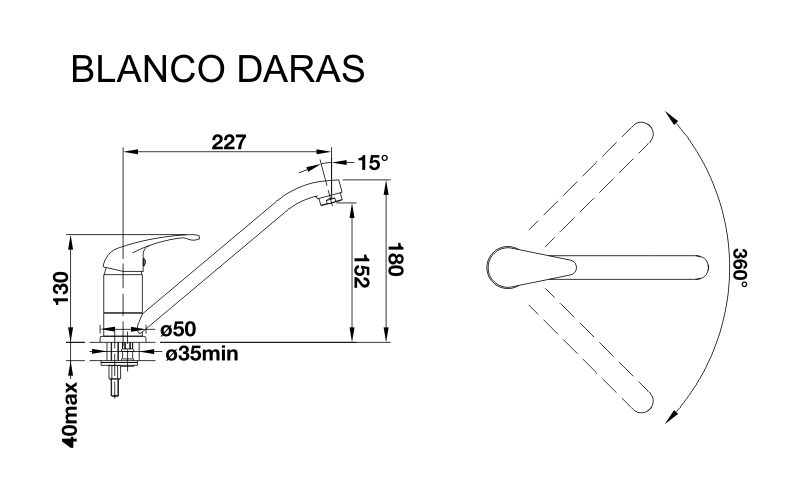 Blanco Daras (526152) Габаритные размеры