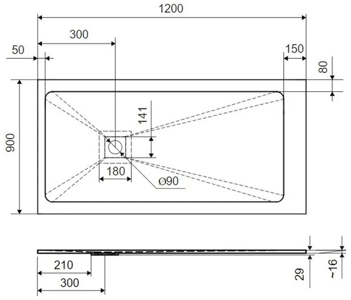 Excellent Arda 1200x900 см серый (BREX.1503.120.090.CON) Габаритные размеры