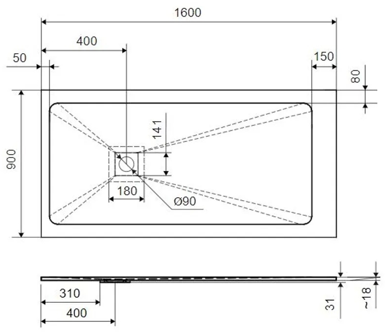 Excellent Arda 1600x900 см, капучино (BREX.1503.160.090.CAN) Габаритные размеры
