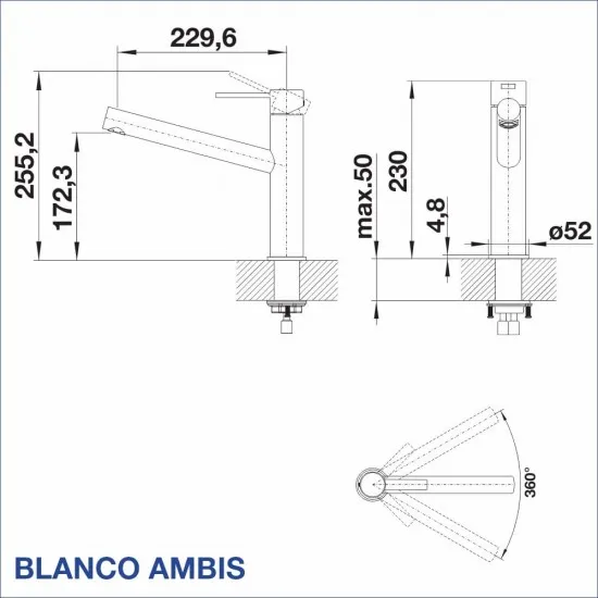 Blanco Ambis (523118) Габаритные размеры