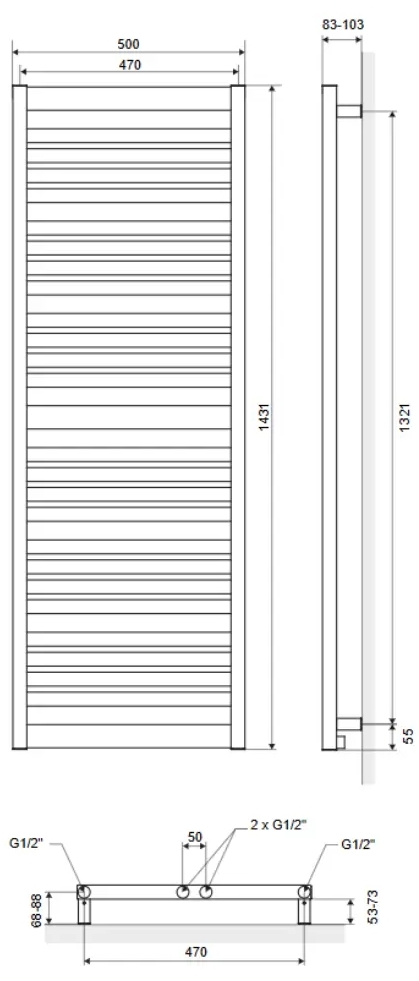 Excellent Conti 143x50 см чорна (GREX.CO143.BL) Габаритні розміри