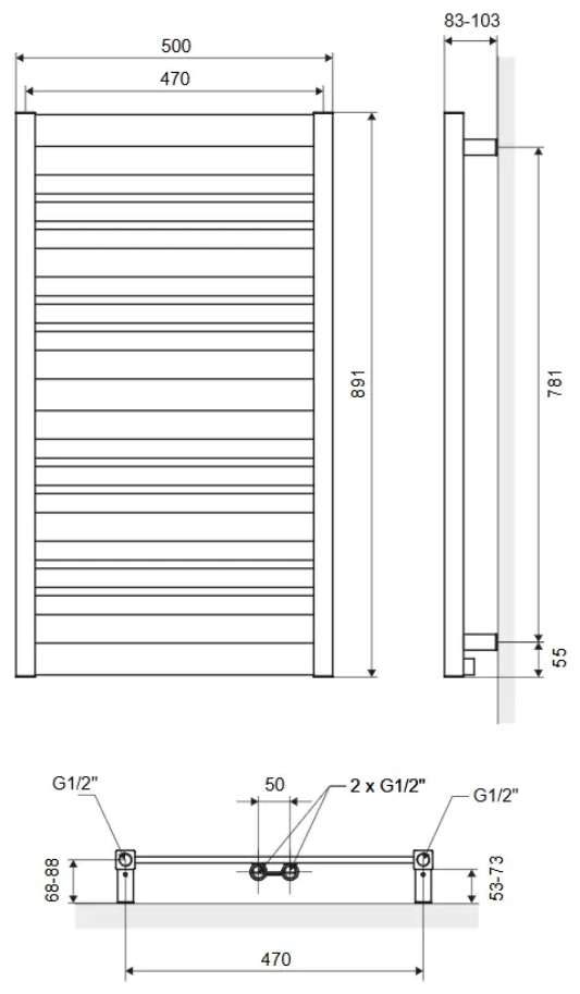 Excellent Conti 89x50 см чорна (GREX.CO89.BL) Габаритні розміри