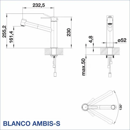 Blanco Ambis-S (523119) Габаритные размеры