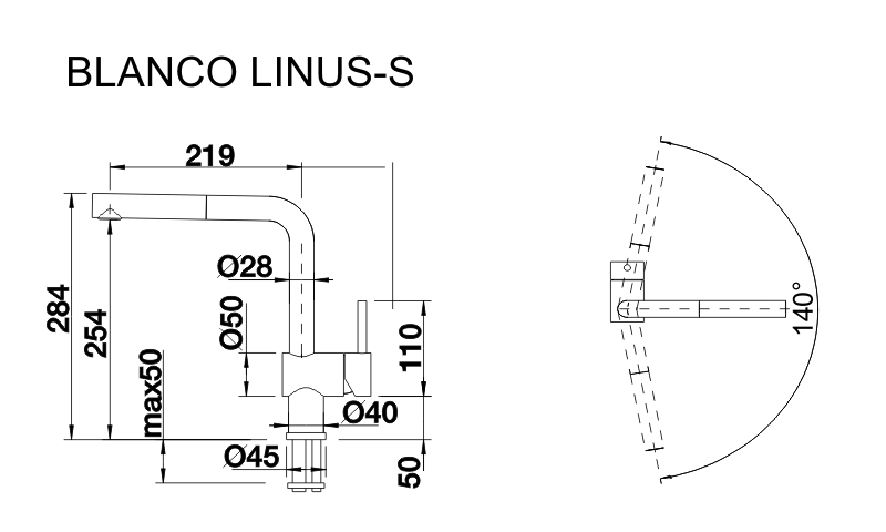 Blanco Linus-S (518813) Габаритные размеры