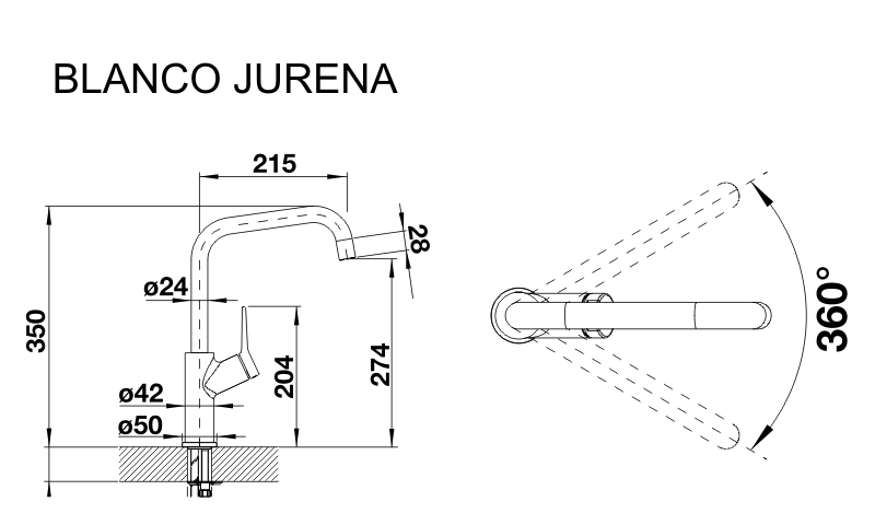 Blanco Jurena (520764) Габаритные размеры