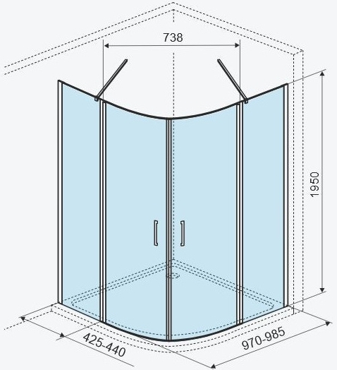 Excellent Mazo 100x100x195 см (KAEX.3001.K.1010.1010.CR) Габаритные размеры