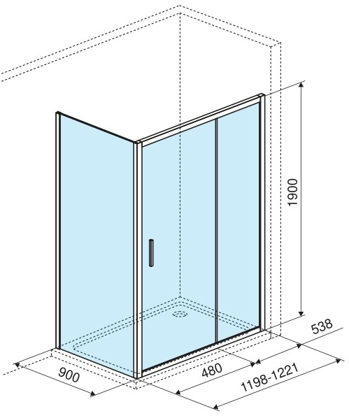 Excellent Seria 201 120x90x190 (KAAC.1805.K.1200.900.CR) Габаритні розміри