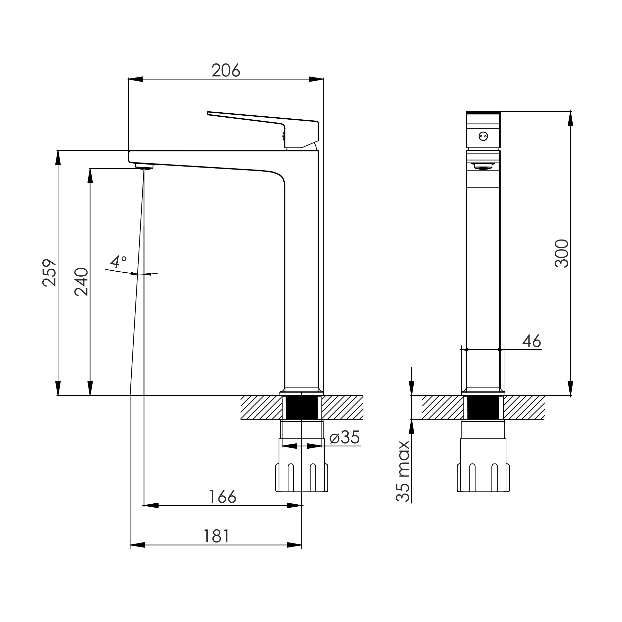 Imprese Violik f03510801AB Габаритні розміри