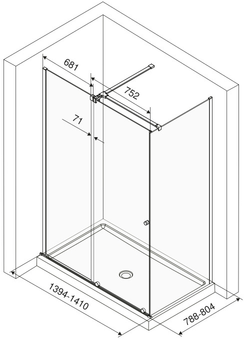 Excellent Ortigo 140x80x200 см Chrome (KAEX.5016.K.1400.0800.CR) Габаритні розміри