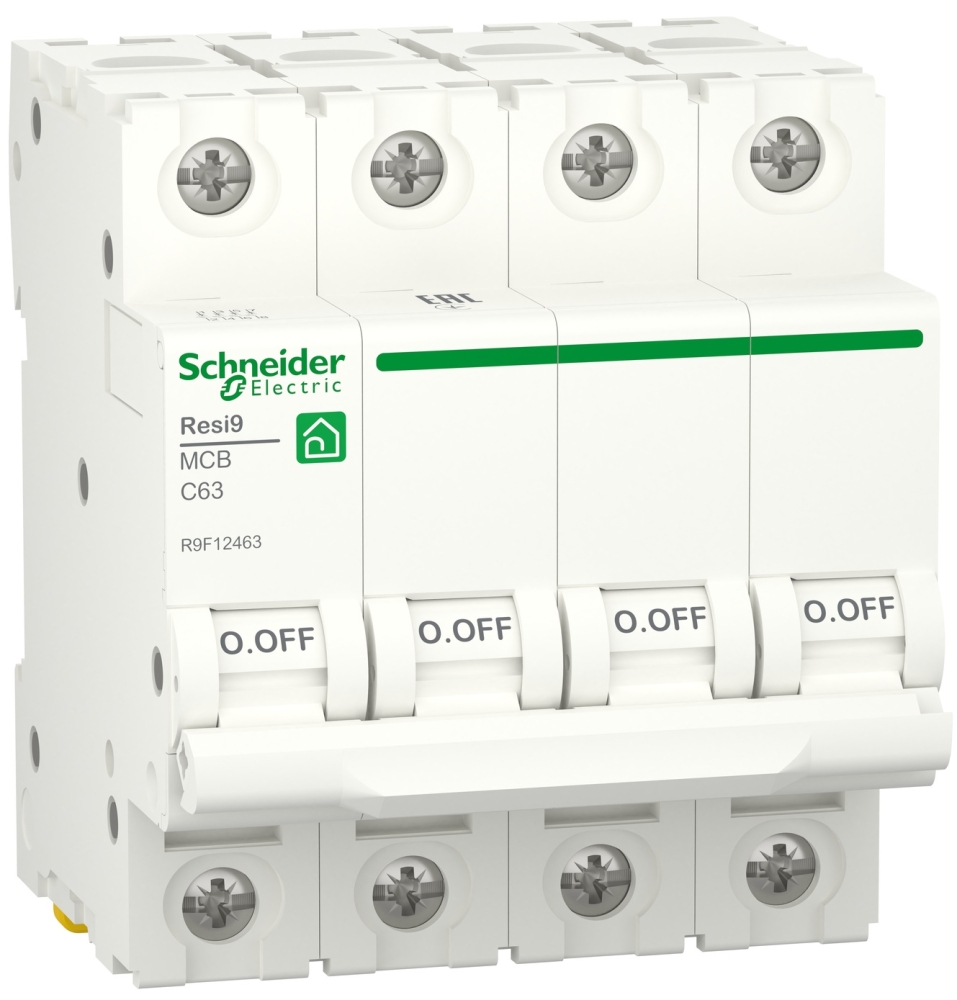 Schneider Electric RESI9 63A, 4P, C, 6kA (R9F12463)