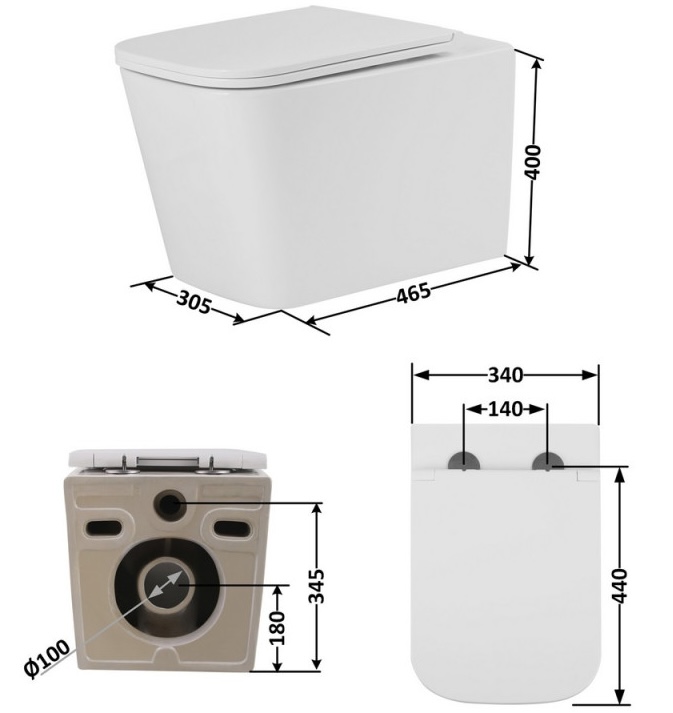 Q-Tap Tern Ultra Quiet з сидінням Soft-close White (QT17223303AW) Габаритні розміри