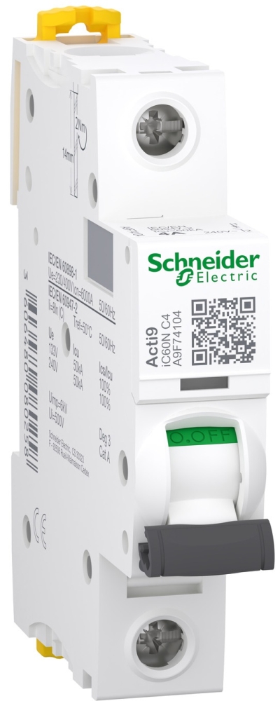 Schneider Electric Acti9 iC60N, 1P, 4A, 6kA, C (A9F74104)