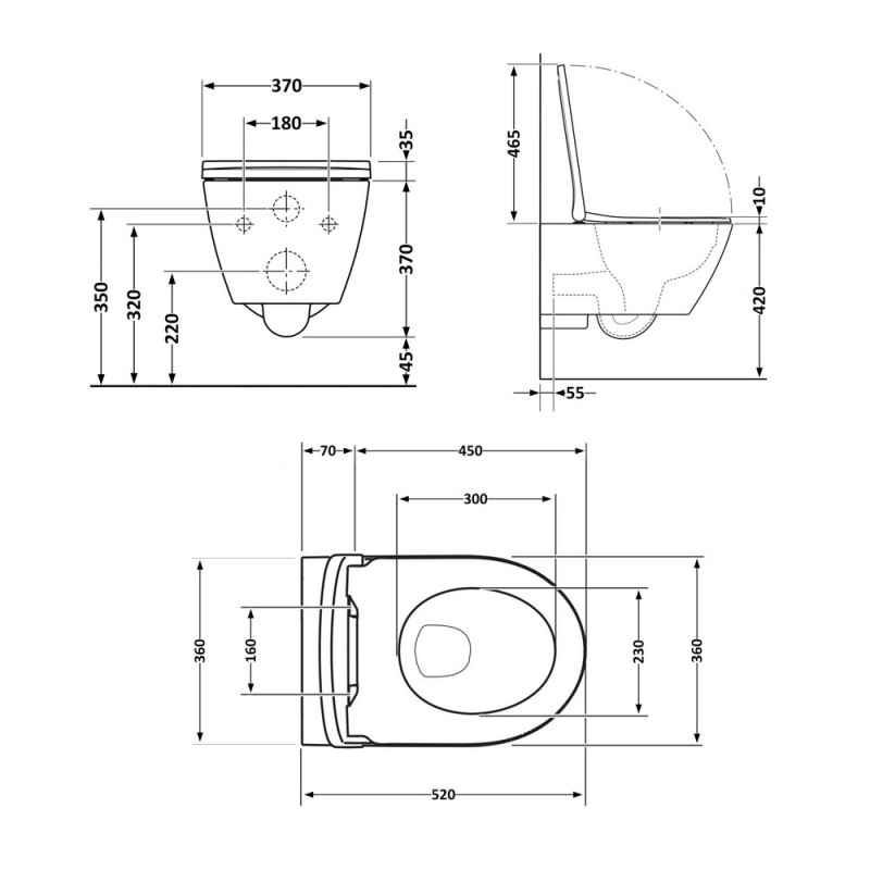 Q-Tap Robin Ultra Quiet з сидінням Soft-close White (QT13332381AW) Габаритні розміри