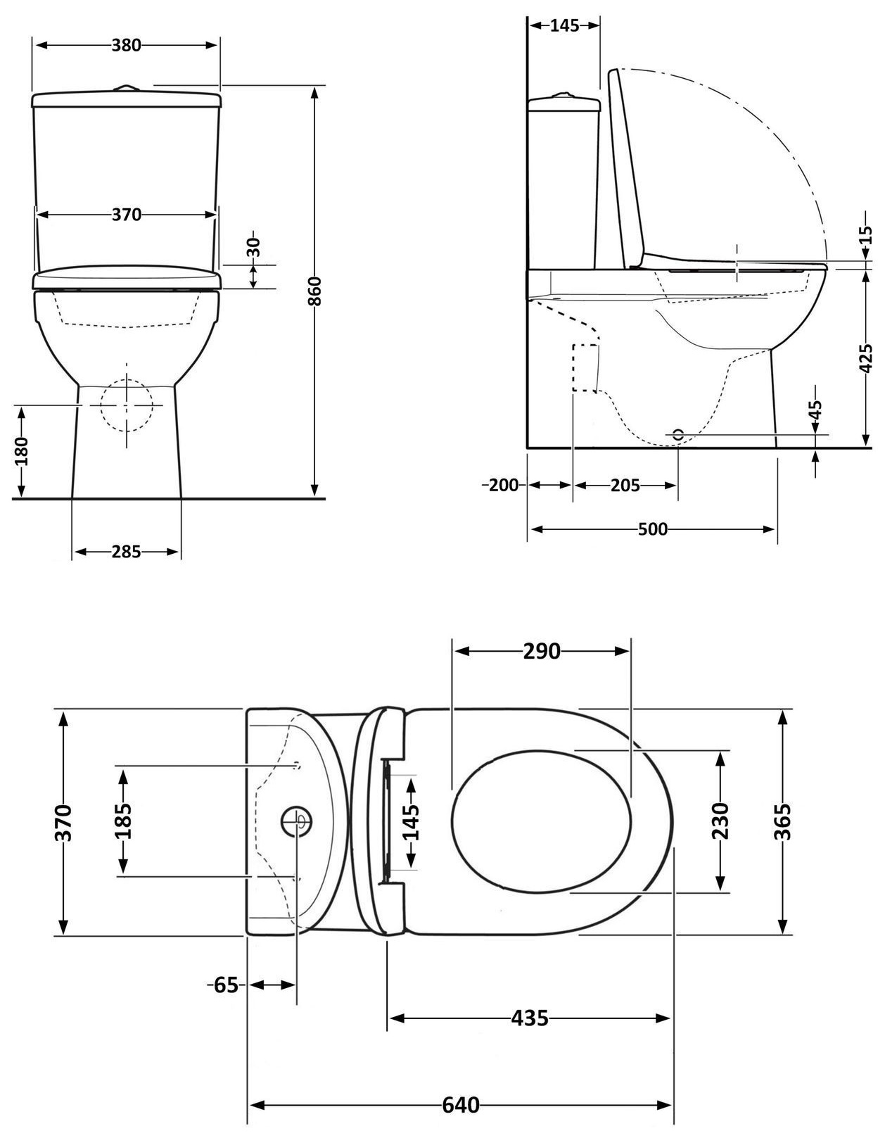 Q-tap Swan Ultra Quiet з сидінням Soft-close White (QT16222182TW) Габаритні розміри