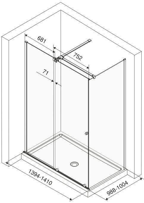 Excellent Ortigo 140x100x200 см Chrome (KAEX.5016.K.1400.1000.CR) Габаритні розміри