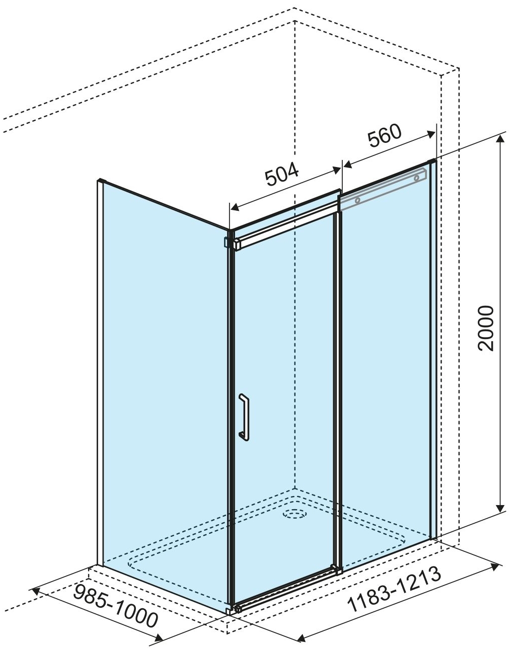 Excellent Rols 120x100x200 см Chrome (KAEX.2616.K.1200.1000.CR) Габаритні розміри