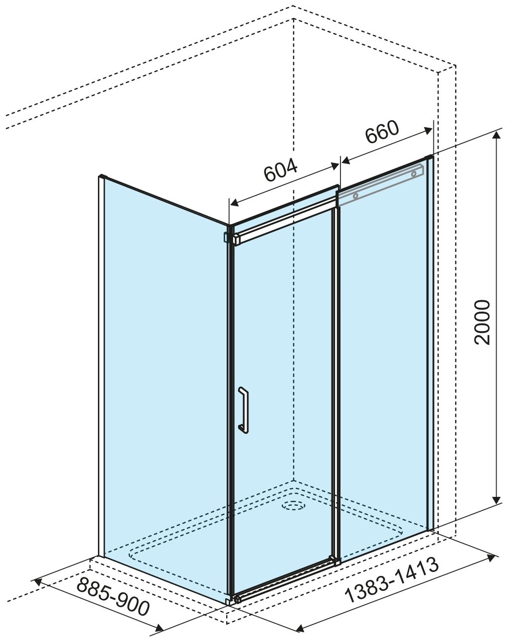 Excellent Rols 140x90x200 см Chrome (KAEX.2616.K.1400.0900.CR) Габаритні розміри