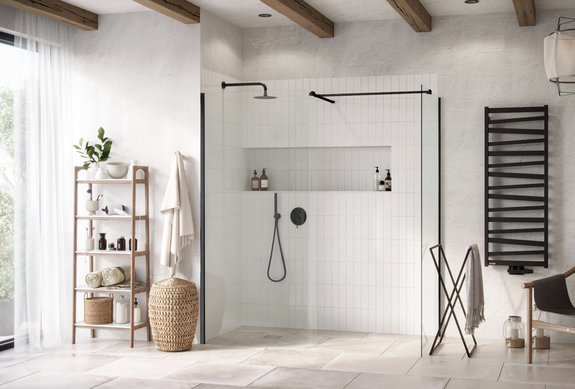 Душова кабіна Excellent Vidoq Walk-In 90x93x200 см Black (KAEX.1507.K.0900.0930.BL) ціна 78175 грн - фотографія 2