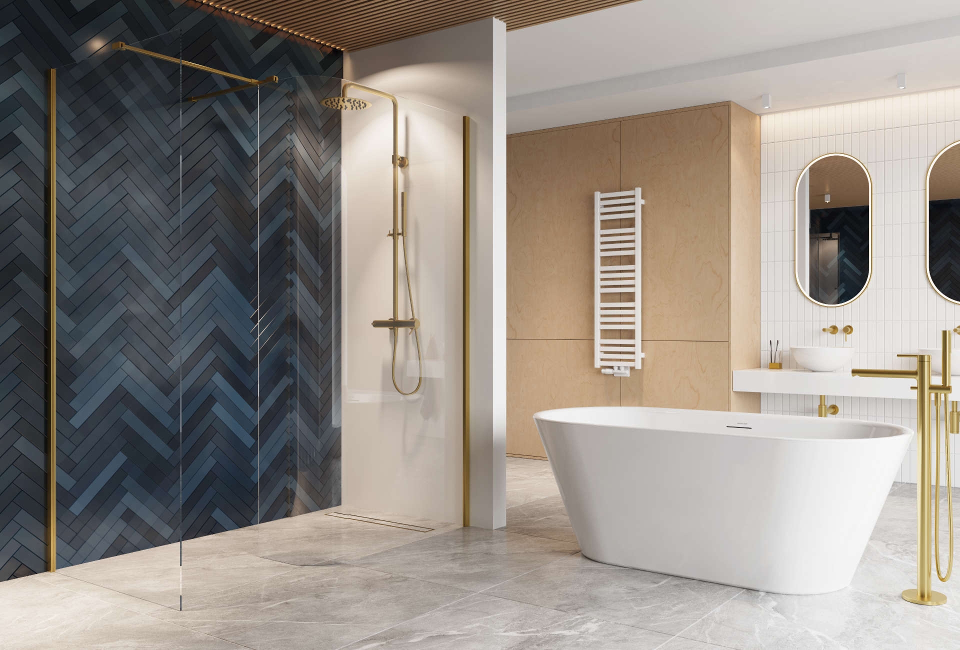 Душова кабіна Excellent Vidoq Walk-In 90x93x200 см Gold (KAEX.1507.K.0900.0930.GL) ціна 82521 грн - фотографія 2