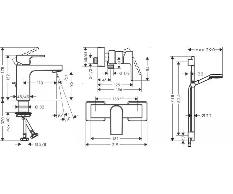 Hansgrohe Vernis Shape 100 (71561333) Габаритні розміри