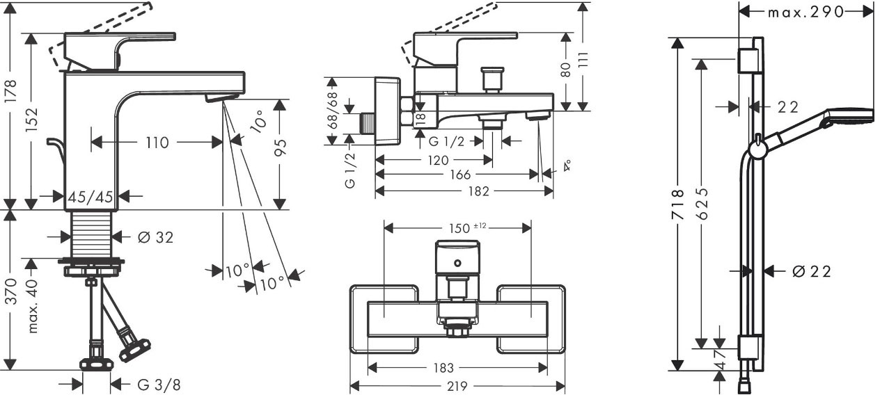 Hansgrohe Vernis Shape (71561111) Габаритні розміри