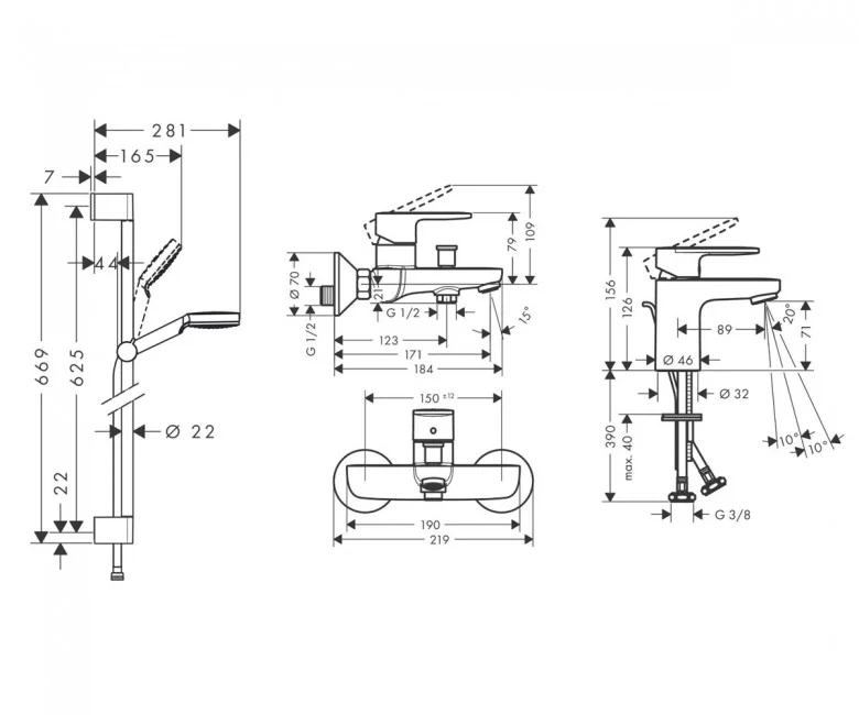 Hansgrohe Vernis Blend 70 (71550111) Габаритні розміри
