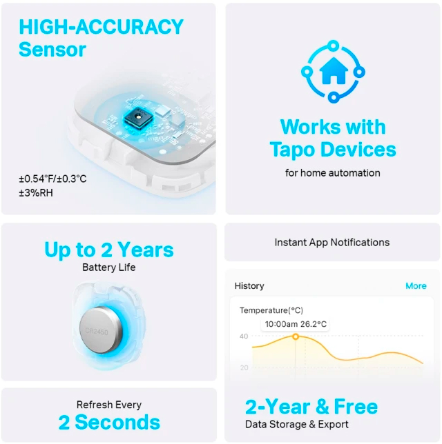 Розумний датчик температури та вологості TP-Link Tapo T310 ціна 799 грн - фотографія 2