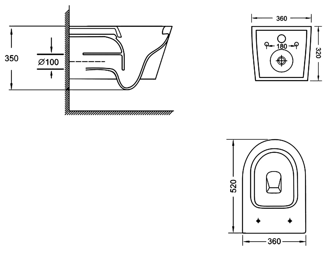 Q-Tap Jay с сиденьем Soft-close (QT07335175W) Габаритные размеры